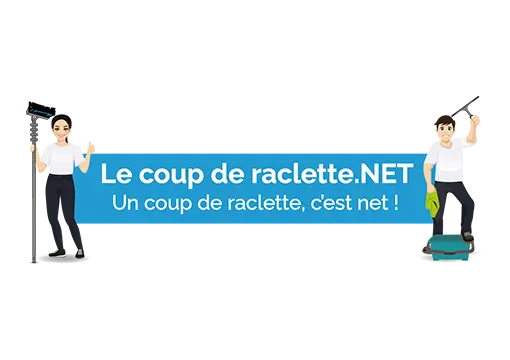 Logo de l'entreprise de nettoyage de vitres et de panneaux solaires Le coup de raclette.NET